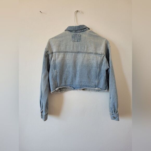 Highway Jeans Cropped Denim Jean Jacket Light Wash Trucker Retro Western Medium - Picture 6 of 7